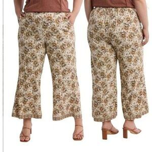 Max Studio Career Casual Pull-on Wide Leg Pants In Cream/clay All blooms 1LX